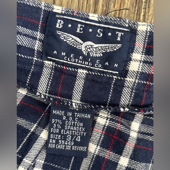 Best American Clothing Co. Stirrup Dress Pants Women’s 3/4 Blue Red White Plaid - Picture 9 of 13
